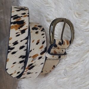 Free People Marcella Calf Hair Belt Animal Print Leather Fur Tan/Black/Brown S/M